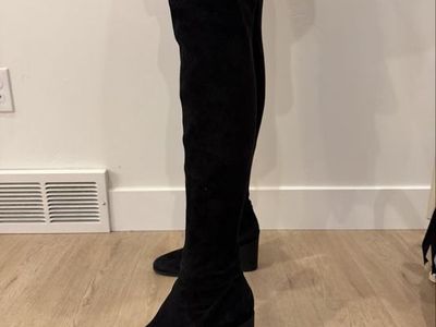 Black Suede Over-the-Knee Boots Size 40