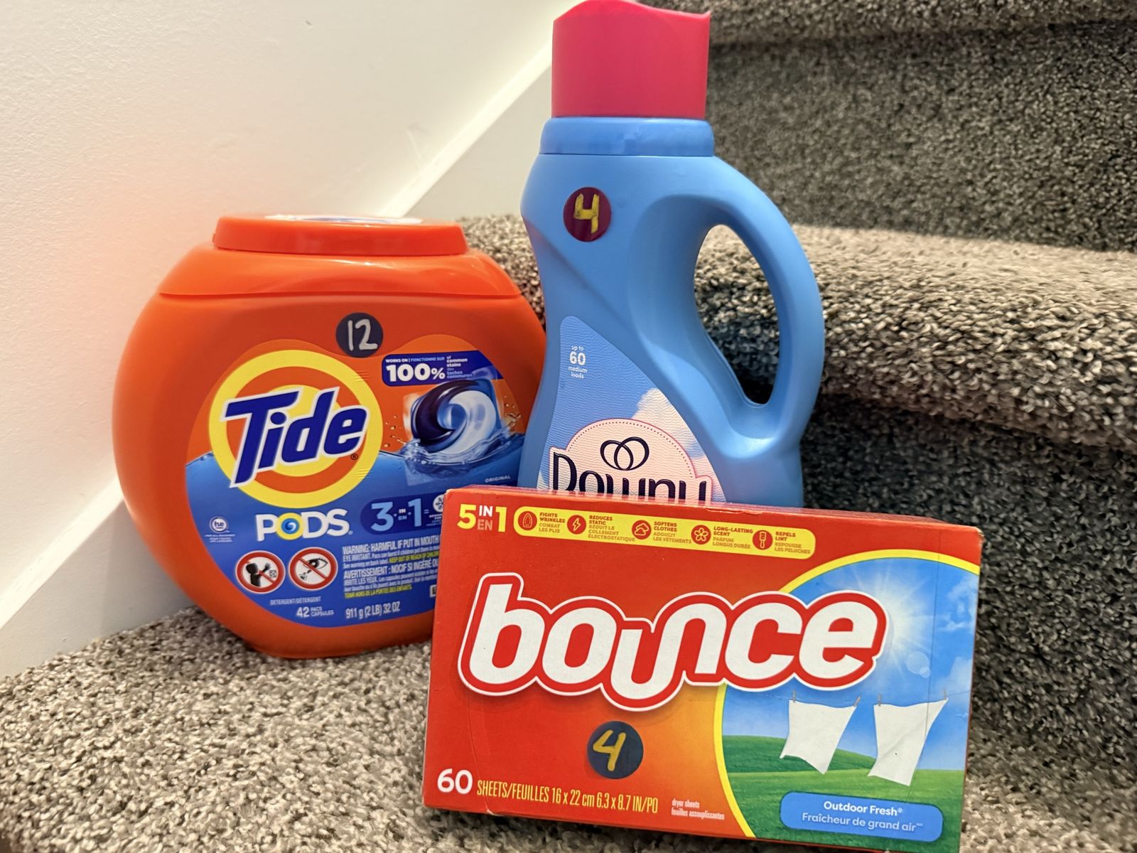 Tide PODS, Downy Fabric Softener, & Bounce Dryer Sheets Laundry Bundle - New