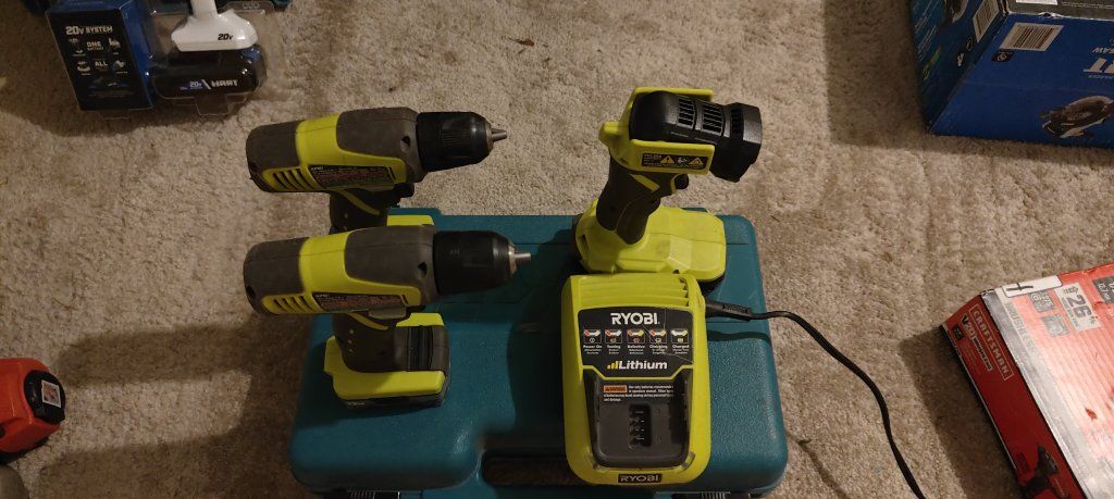 Ryobi Drill and Tool Set with Charger and Case Used