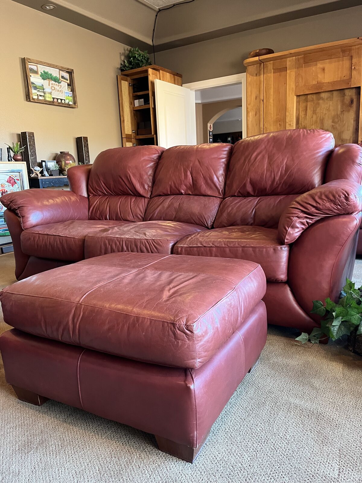 Leather Couch with Ottoman