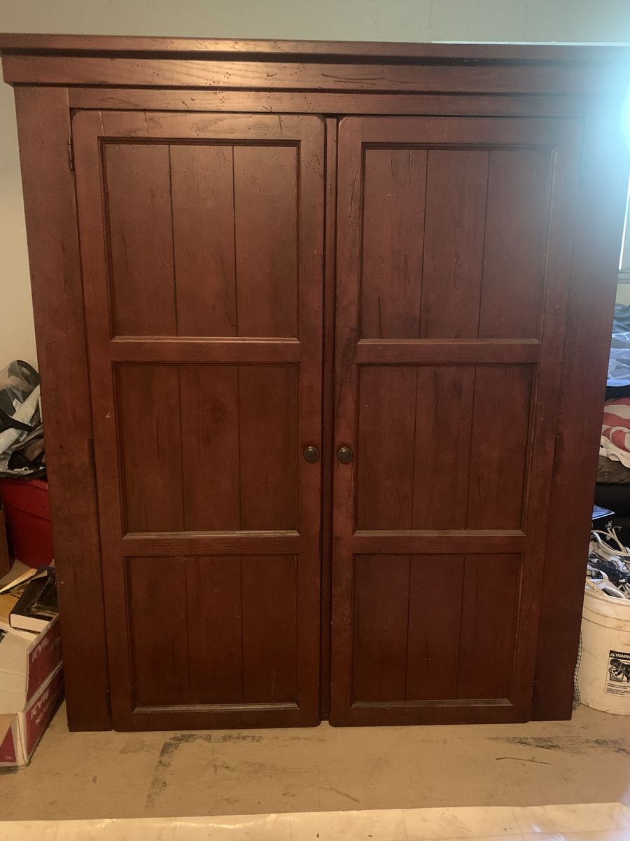 Wooden Armoire and Matching Storage Bench