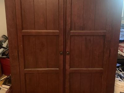 Wooden Armoire and Matching Storage Bench