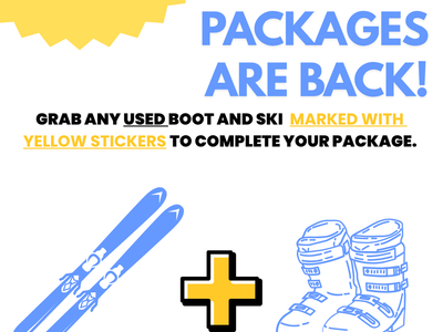 $99 Ski Packages - skis, bindings, and boots! All for $99