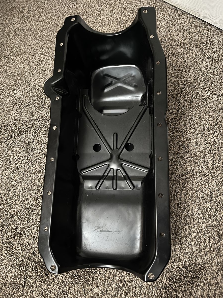 Black Oil Pan Assembly - Unused Engine Part (Possibly AC Delco)