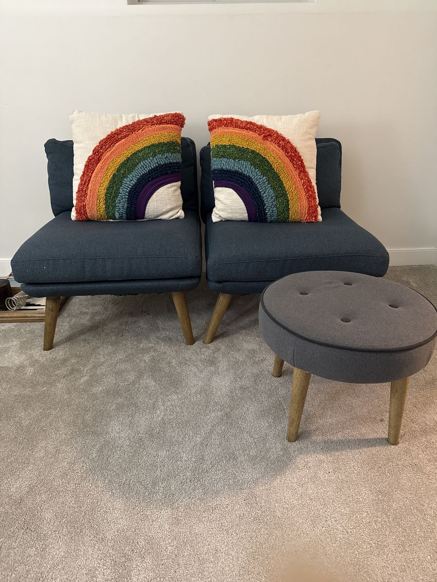 FREE modern slipper chairs and footstool - must pick up by 8/31