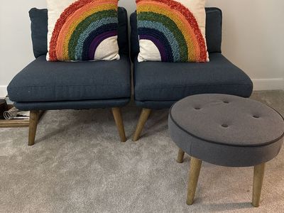 FREE modern slipper chairs and footstool - must pick up by 8/31