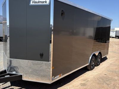 8.5x20 Haulmark Heat Enclosed Car Hauler Trailer - 7'6" Interior - 10K GVWR - .080 PolyCor, 2 Tone Color, Rear Spoiler w/ Load
