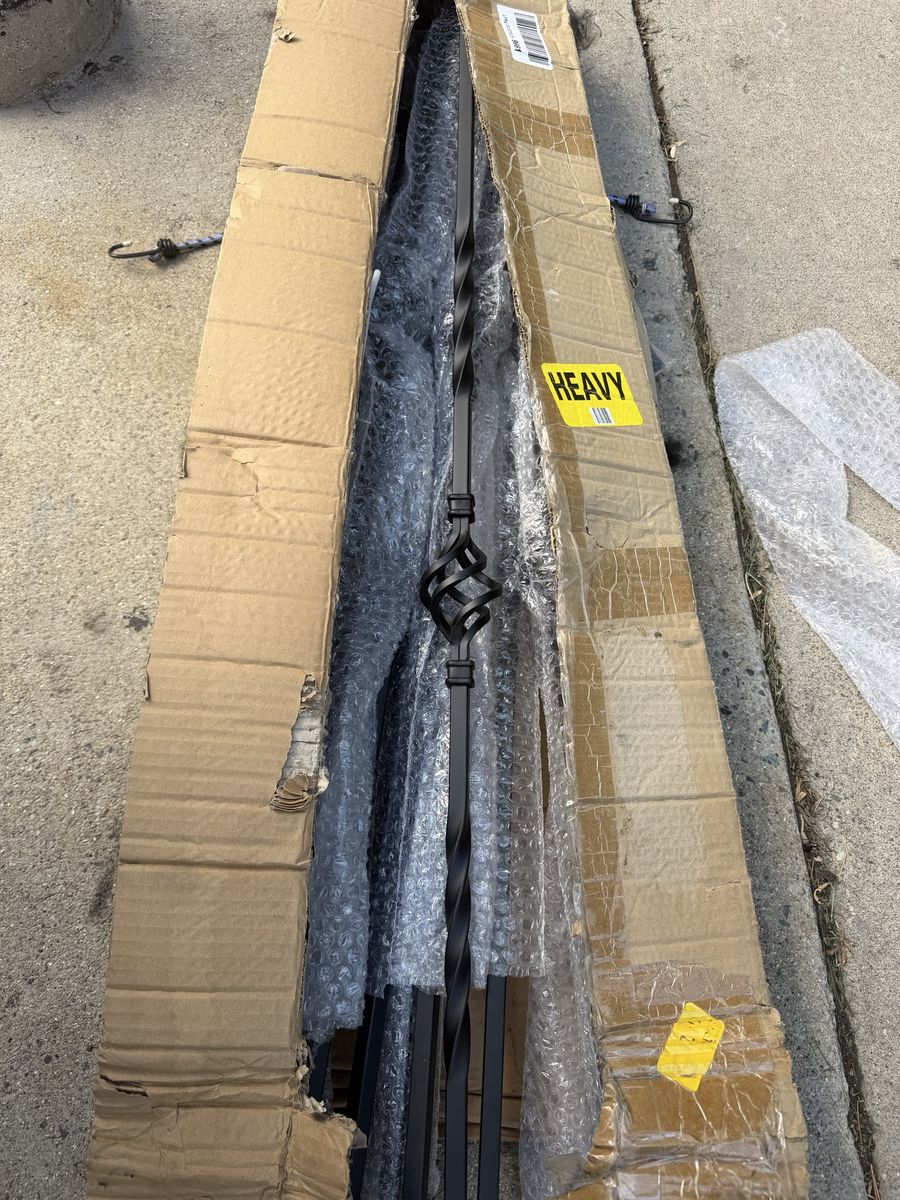 Black Wrought Iron Balusters with Single Basket and Twist Design- brand new!