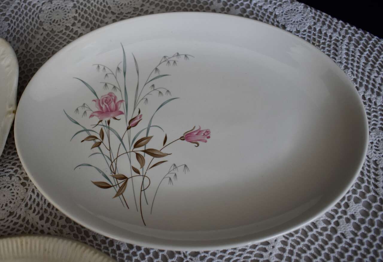 VINTAGE / ANTIQUE- VICTORIAN/ FARM STYLE CHINA - PLATTER WITH FLORAL DESIGN - FUN FOR TEA PARTIES