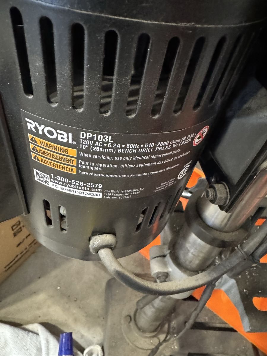 RYOBI DP103L 10" Bench Drill Press with Laser - 120V AC 6.2A