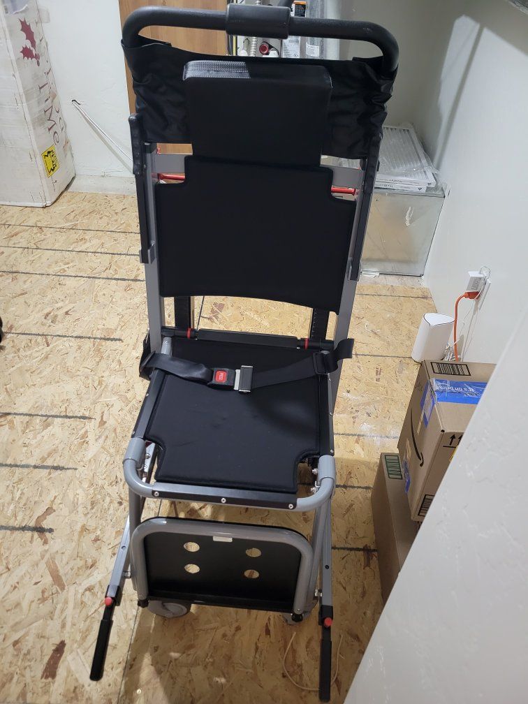 Motorized Mobile Stair Evacuation Chair with Safety Straps and Push Button Controls