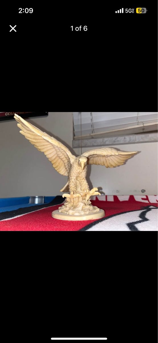 Vintage Eagle Figurine Statue - Detailed Carved Look Home Decor Collectible Art Piece