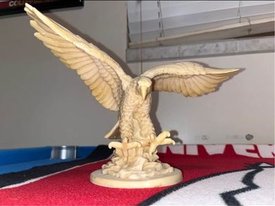 Vintage Eagle Figurine Statue - Detailed Carved Look Home Decor Collectible Art Piece