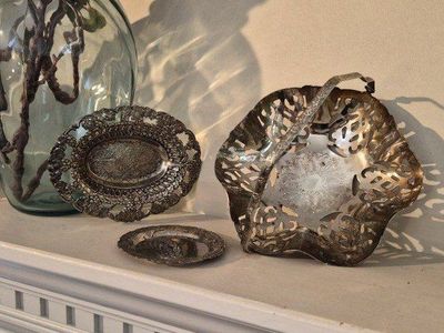 Vintage Ornate Silver Plated Serving Dish & Tray Set - Decorative Home Decor