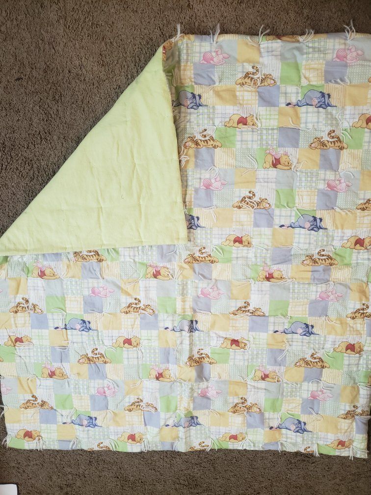 Handmade Winnie the Pooh Quilt Baby Blanket Pastel Patchwork