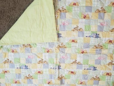 Handmade Winnie the Pooh Quilt Baby Blanket Pastel Patchwork