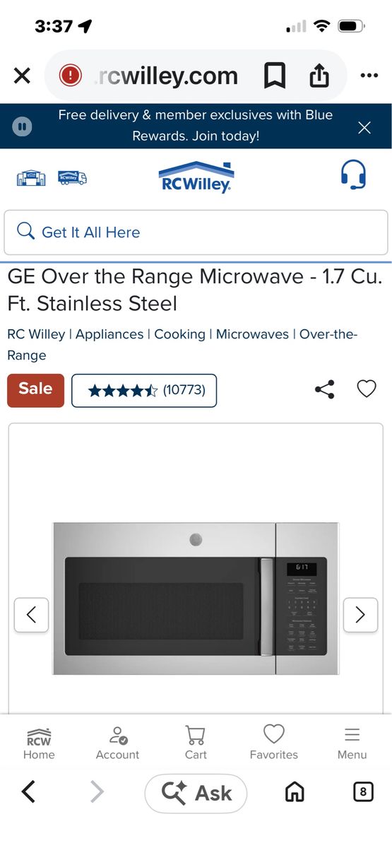 New in boxGE 1.7 Cu. Ft. Over-the-Range Microwave - Stainless Steel