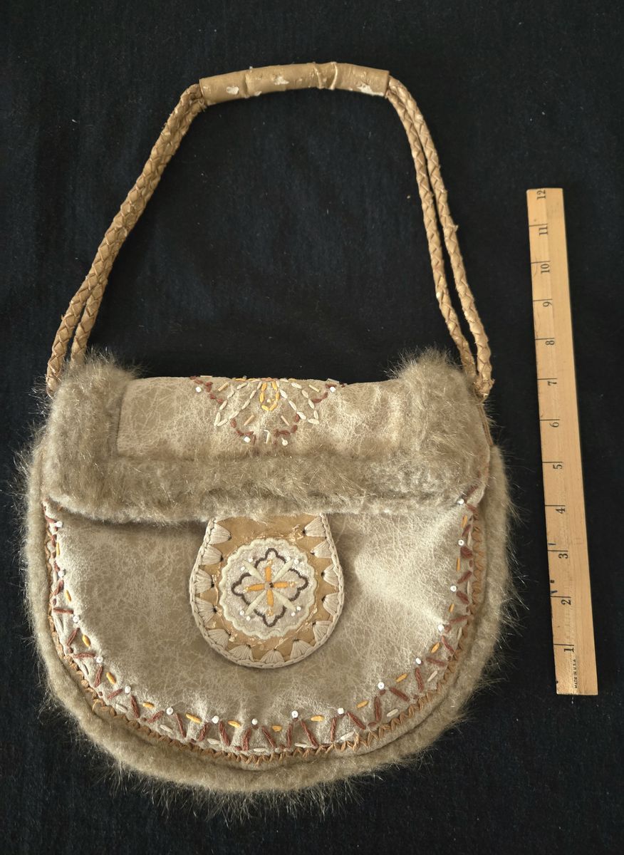 Faux Leather Handbag with decorative stitching