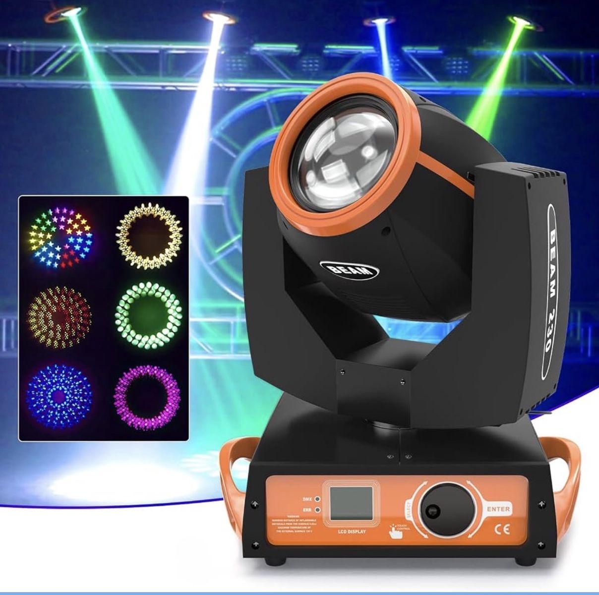 7R 230W Beam Sharpy Stage Light Moving Head Light, U King Stage Light DJ Light 17 Gobos and 14 Colors DMX512 Control for Stage D