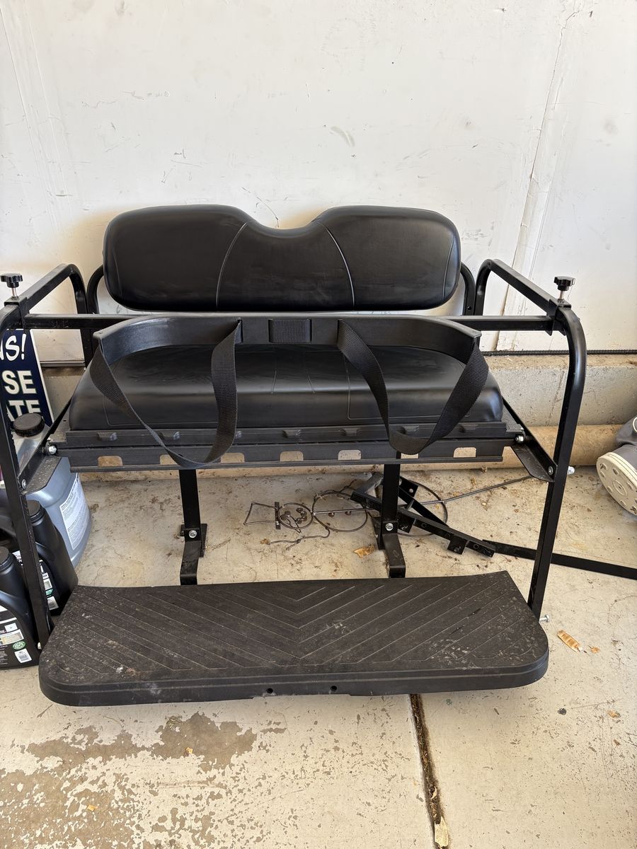 GTW Black Golf Cart Rear Flip Seat Assembly Utility Bed