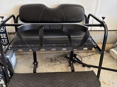 GTW Black Golf Cart Rear Flip Seat Assembly Utility Bed
