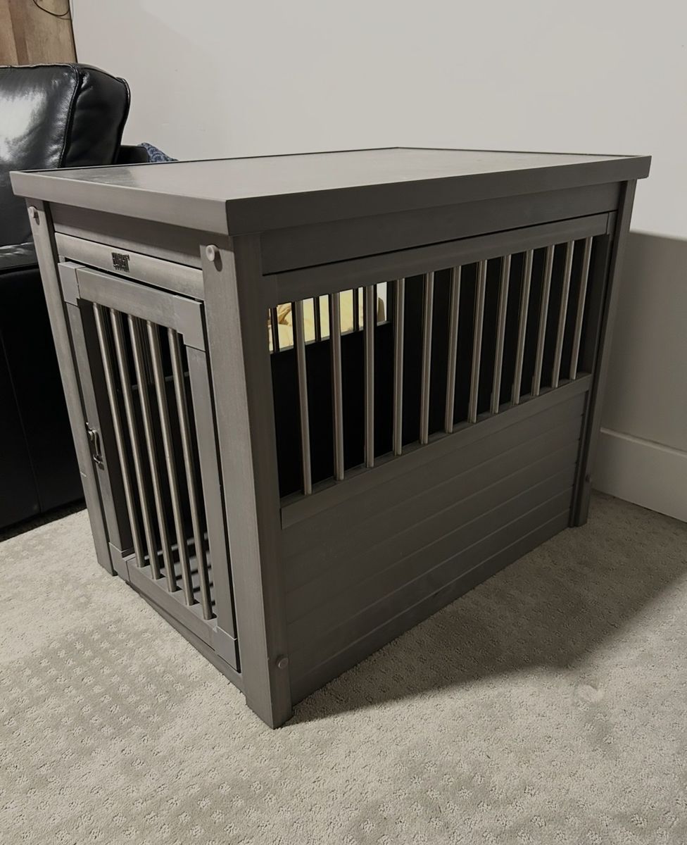 Large dog crate end table