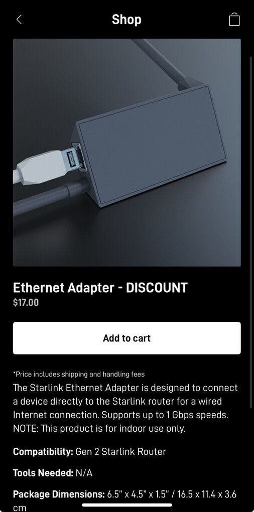 Starlink Gen 2 Ethernet Adapter