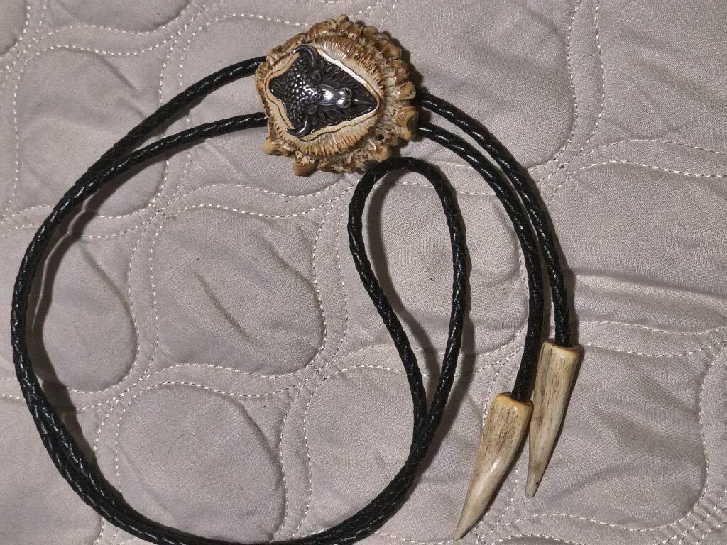 men's silver and elk antler bolo