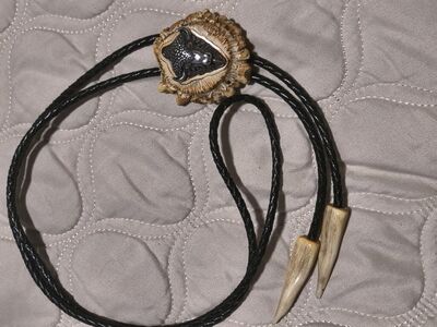 men's silver and elk antler bolo