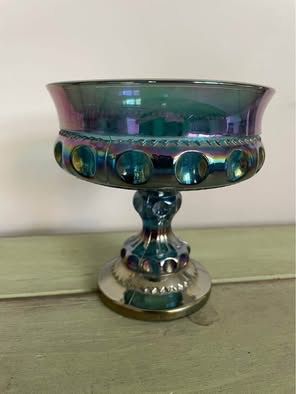 Shimmery Iridescent Vintage Blue/Purple Carnival Glass Candy Dish