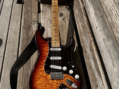 Custom Strat Amber Burst Hollow Body Warmoth Piezo Bridge with Roland Gr33 Guitar Synthesizer
