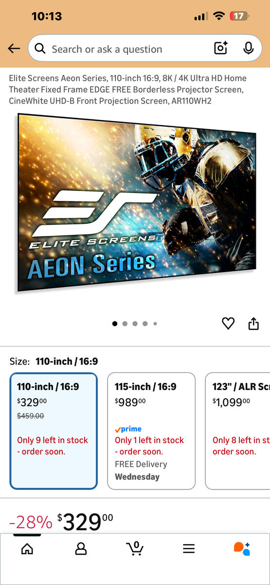 Elite Screens AR110WH2 Home Theater