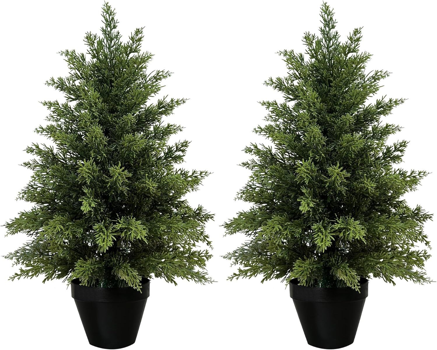 NEW 3ft Artificial Cedar Trees for Outdoors Planters Set of 2 Topiary Trees Artificial Outdoor Indoor Realistic Faux Cedar Tree