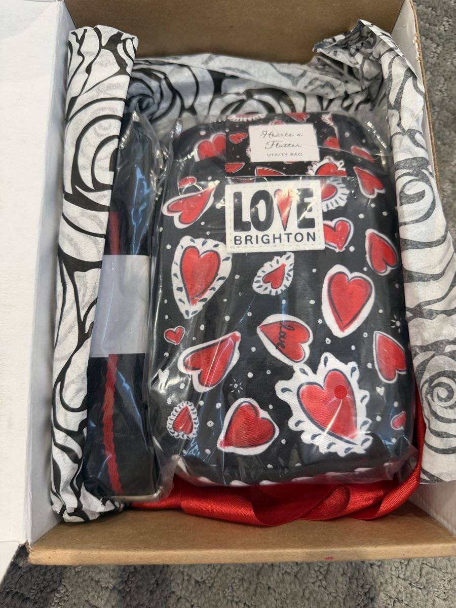 Brighton "Hearts a Flutter" Utility Bag - Black/Red Hearts, New with Tags, Limited Edition GWP
