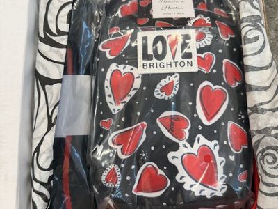 Brighton "Hearts a Flutter" Utility Bag - Black/Red Hearts, New with Tags, Limited Edition GWP