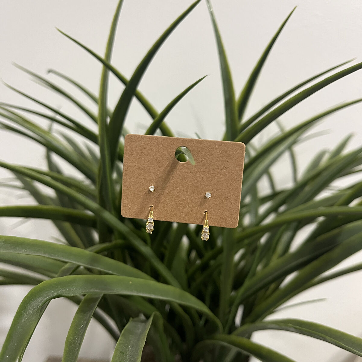 18k Gold Plated Sterling Silver CZ huggie Earrings