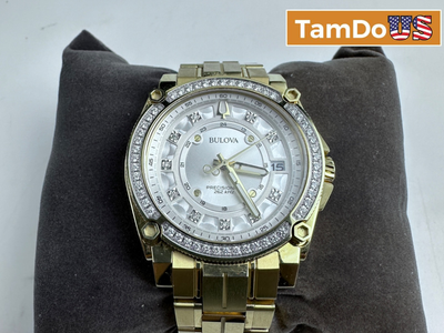 Bulova Icon $2395 62 Diamonds 0.84ctw Gold Tone 40mm Watch 98J120