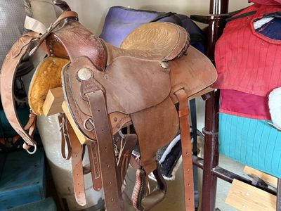 Cody Brand Western Leather Horse Saddle with Stirrups and Breast Collar