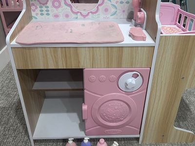 Melissa & Doug Wooden Doll Changing & Laundry Center with Accessories