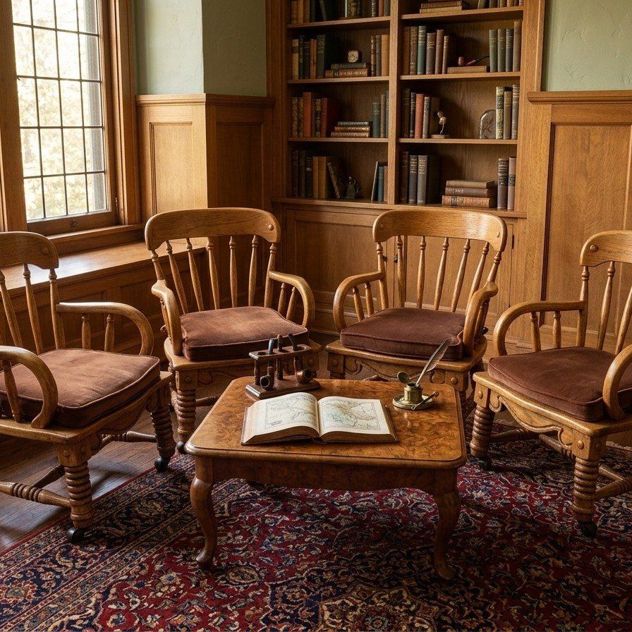 Vintage Solid Oak Captain Chairs