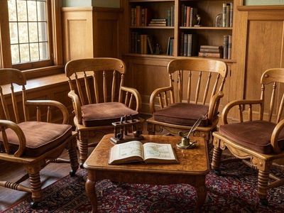 Vintage Solid Oak Captain Chairs