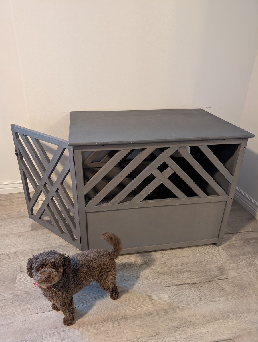 Grey Wooden Dog Kennel