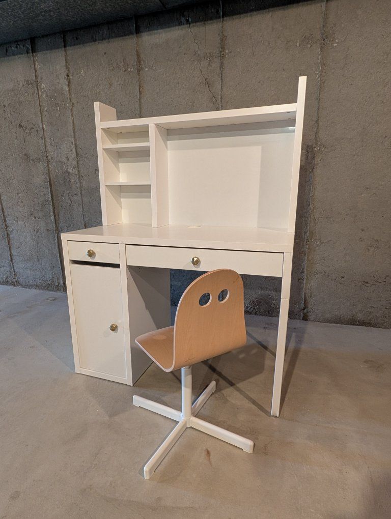 IKEA desk with top unit and chair