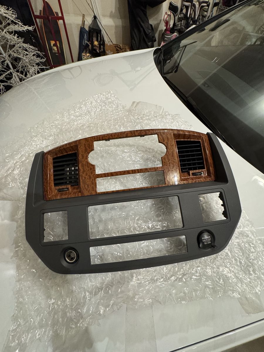 Wood Grain Dash Bezel Radio Surround Panel with AC Vents and Power Outlets