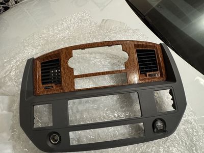 Wood Grain Dash Bezel Radio Surround Panel with AC Vents and Power Outlets