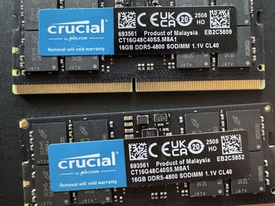 Crucial 32GB (2x16GB) DDR5 4800MHz Laptop RAM