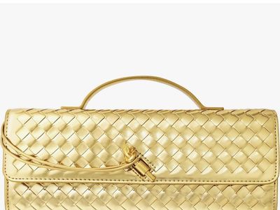 Joryin Gold Woven Vegan Leather Evening Clutch Crossbody Bag Handbag Purse