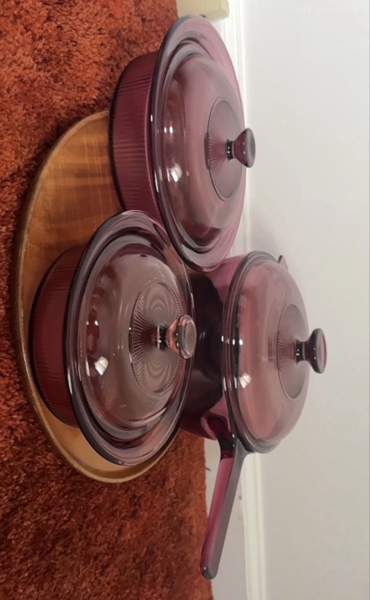 Vintage Visions Corning Ware Amethyst Glass Cookware Set - 3 Pieces, Pots & Pans