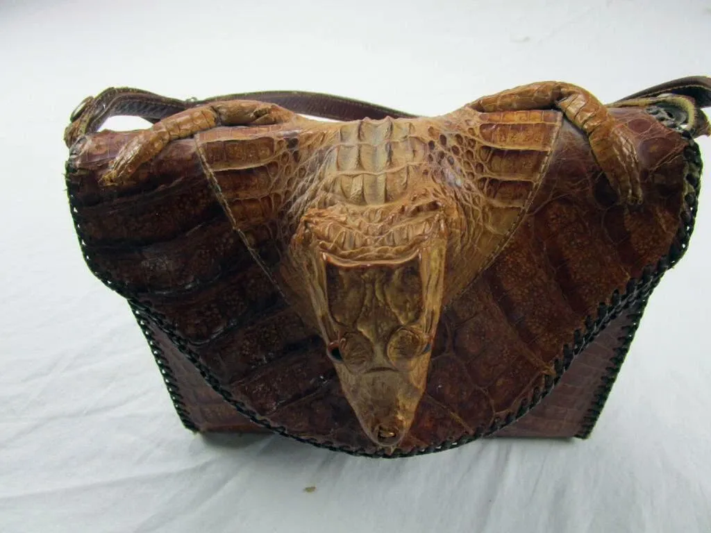 Used Genuine Baby Alligator Handbag 10"w x7.5"h x 3.5"d w/warranty