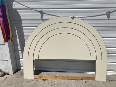 Vintage Rainbow Arch Headboard - Beige Cream Full Size